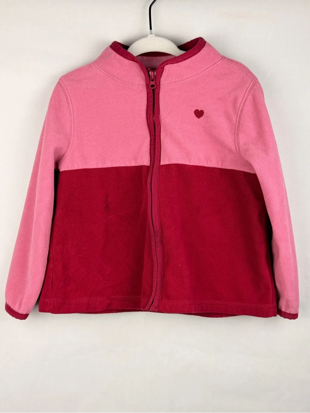 OshKosh B'gosh Two-Tone Pink & Dark Pink Heart Zip Fleece